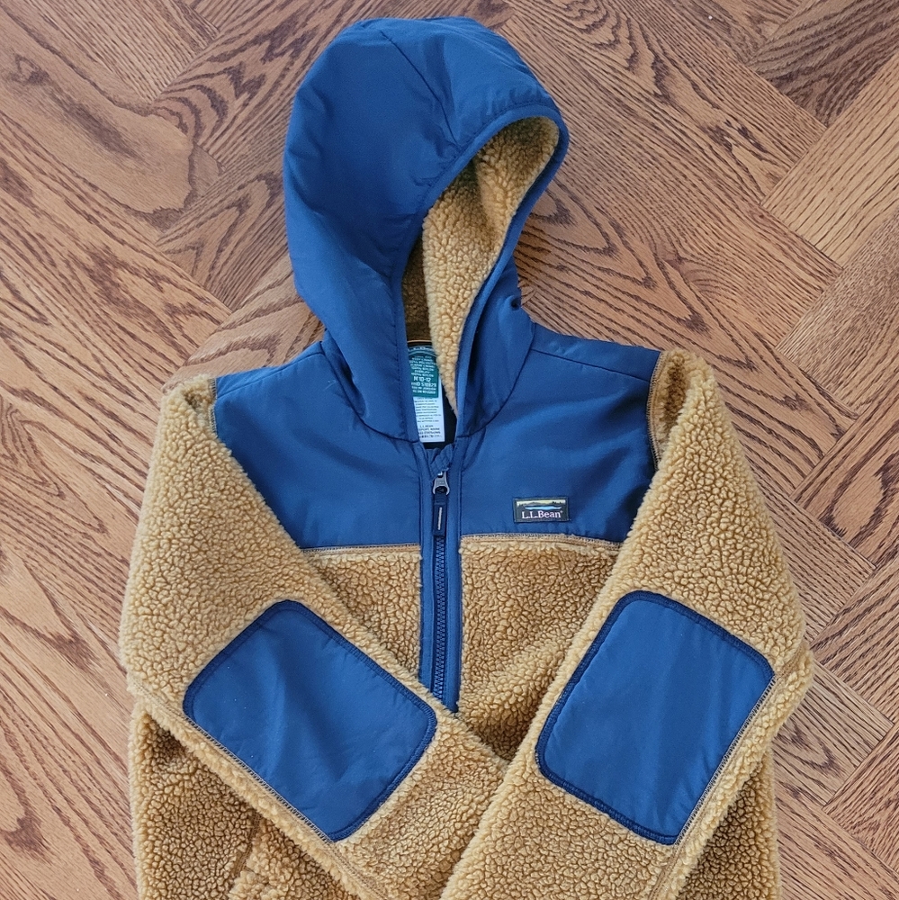 LL Bean Kids Sherpa Hooded Jacket - Boys 10/12 Medium